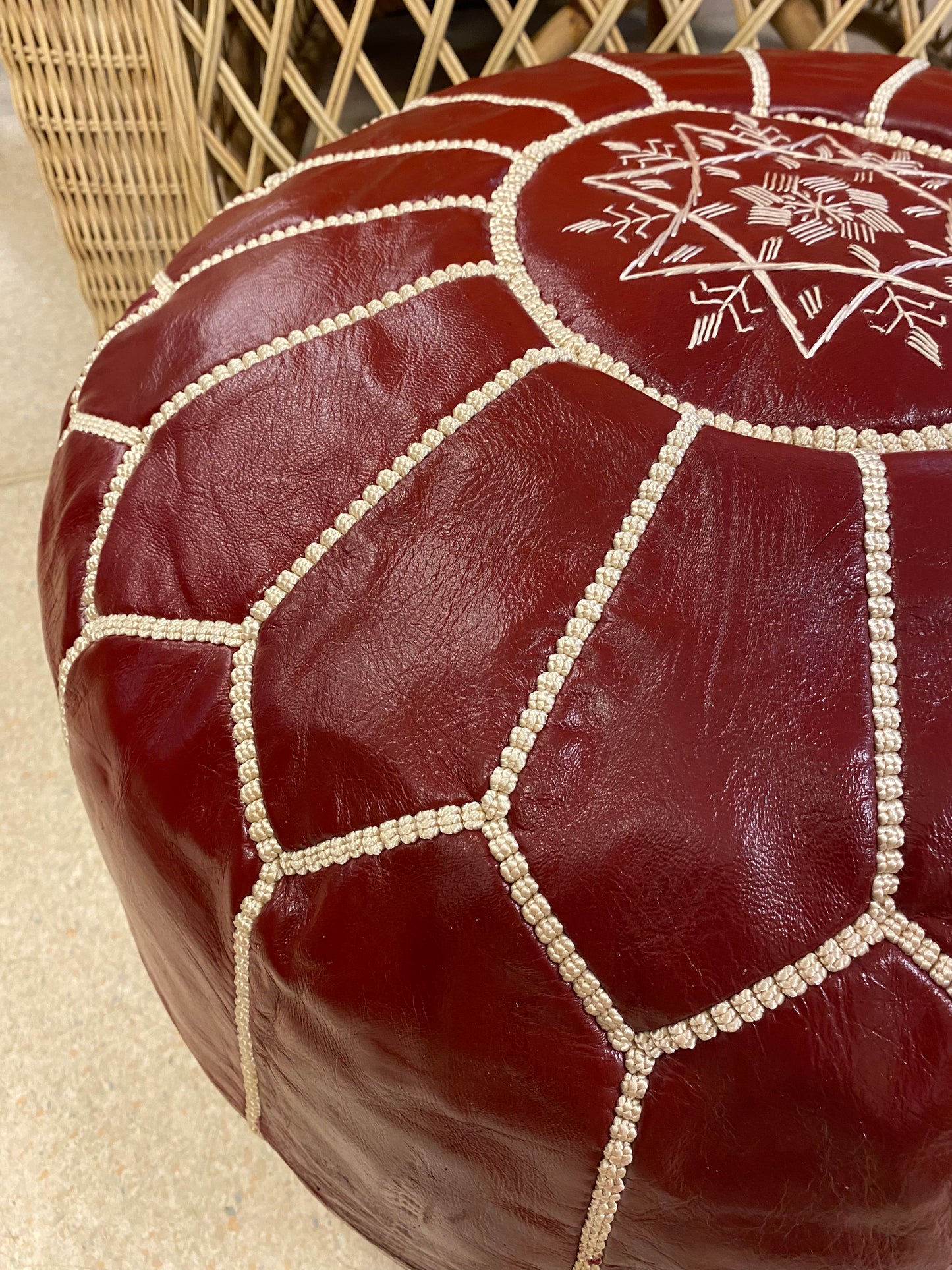 Moroccan Leather Ottoman