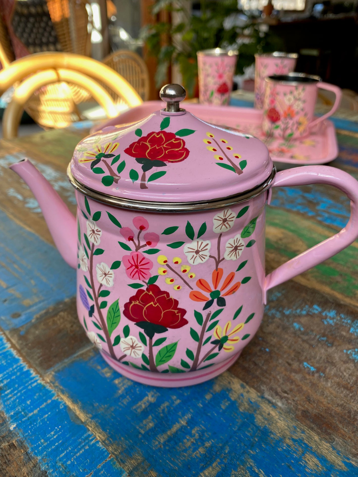Enamel painted teapot