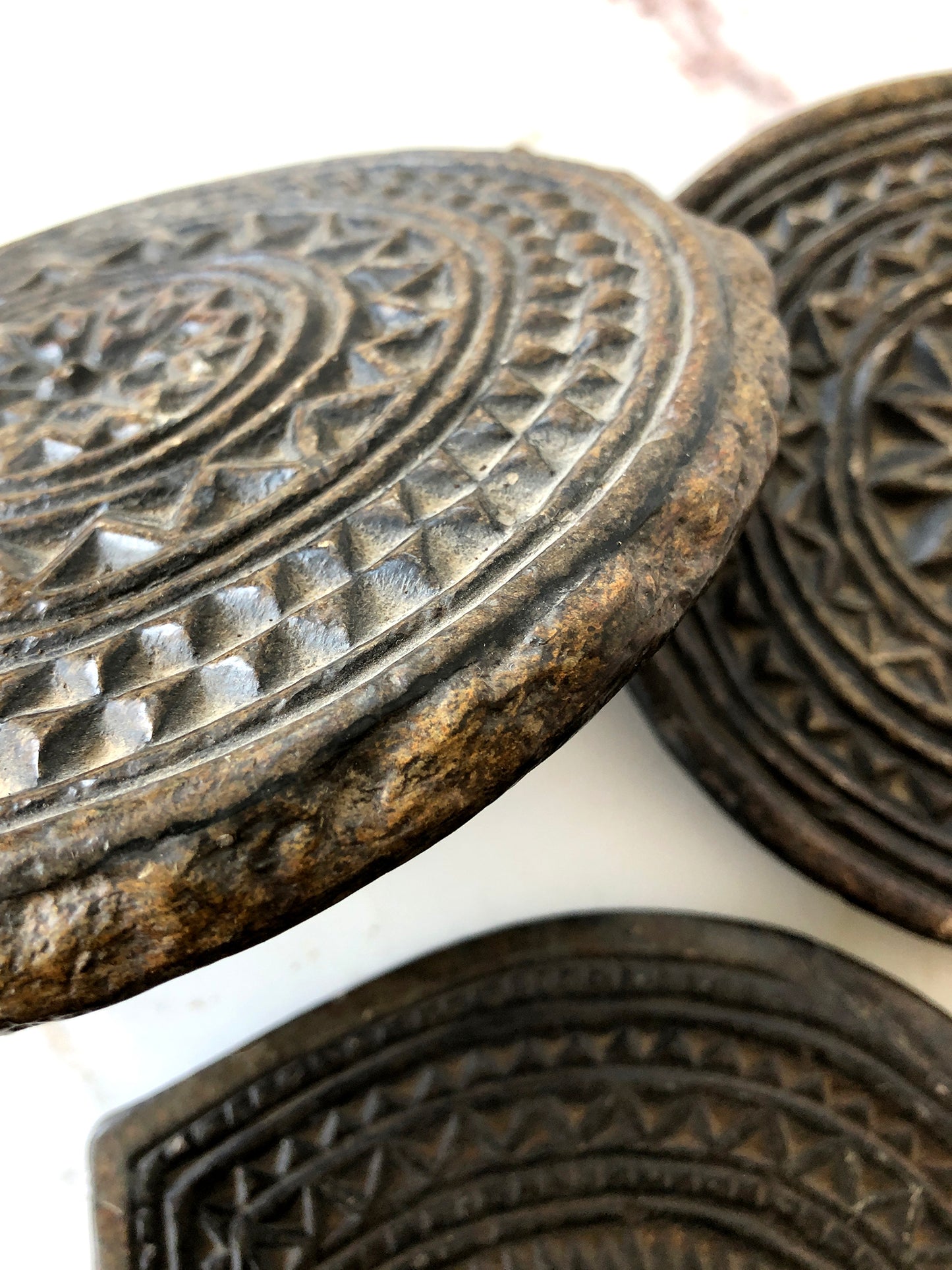 Vintage carved stone plate – large