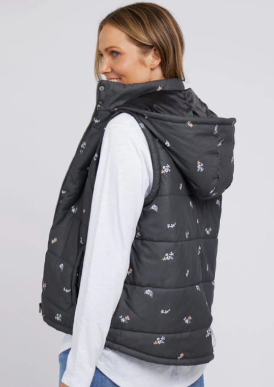 Elm Snowdrop Floral puffer vest