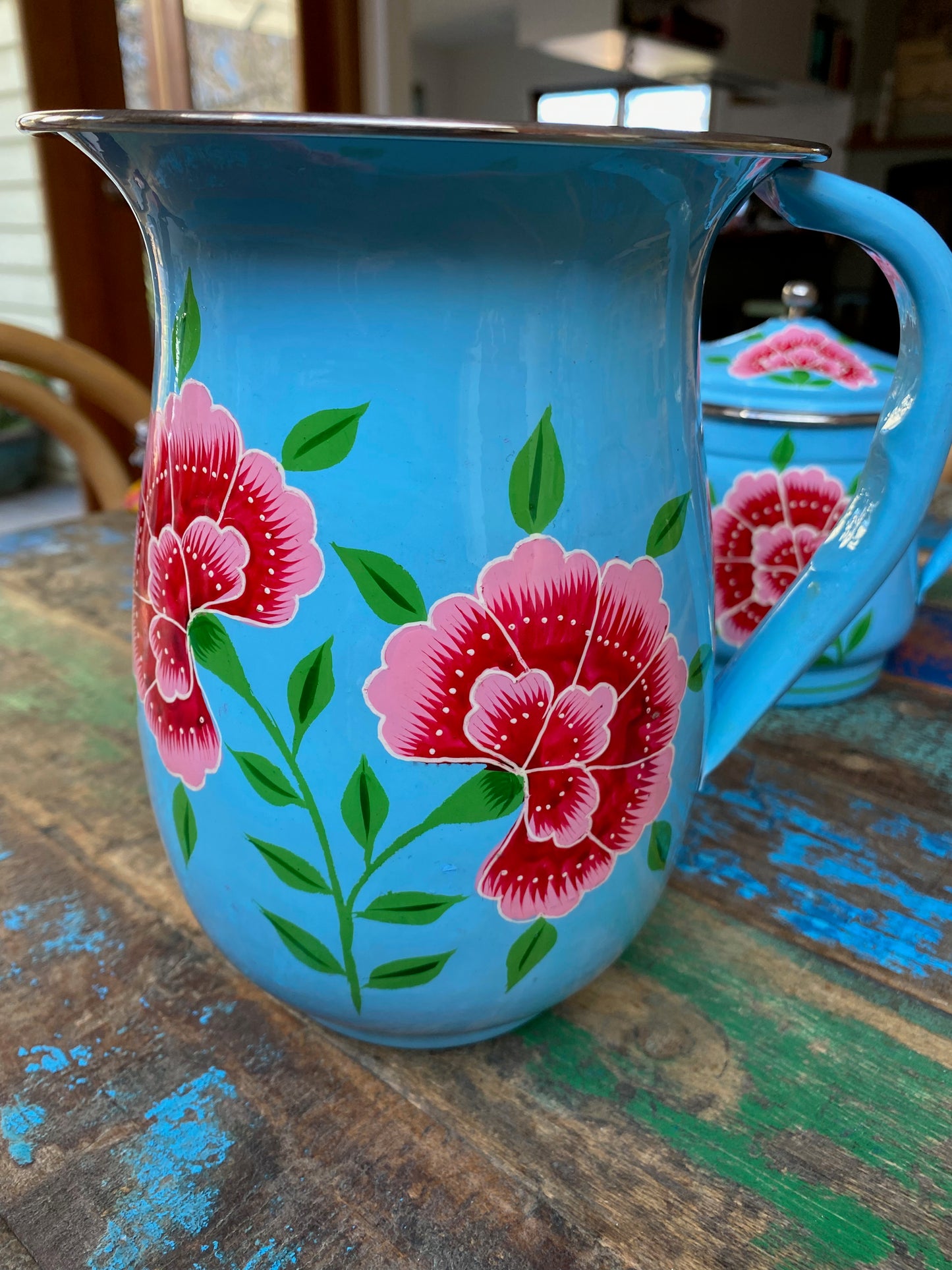 Enamel painted water jug