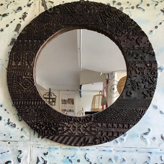 Print block round mirror