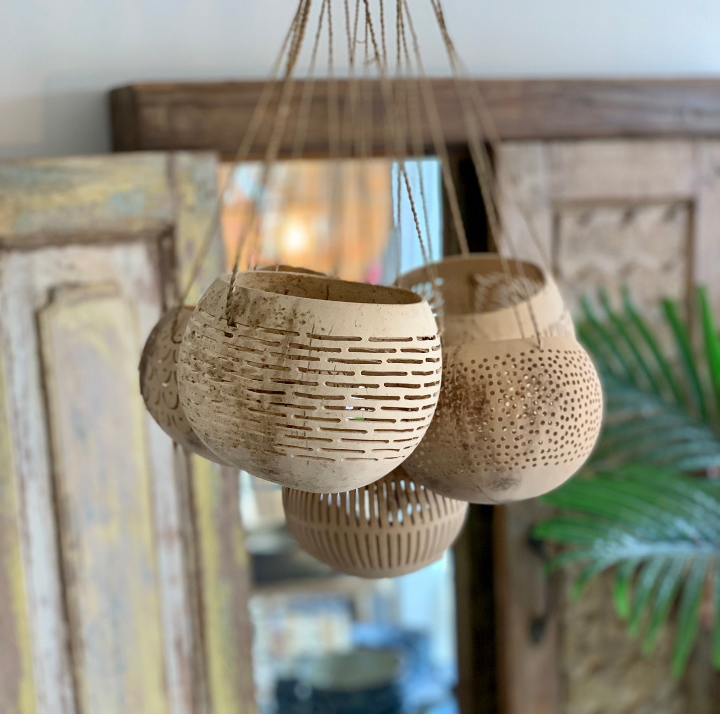 Hanging painted coconut